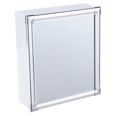 Imagem de Armário Plástico Branco com Perfil de Alumínio de Sobrepor 31 X 36 X 10 Cm Al42 Branco