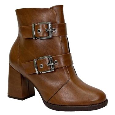 Imagem de Bota Piccadilly Elisete Cano Curto Salto Alto 343004 Camel