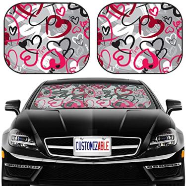 Imagem de MSD Para-sol de carro, para-brisa, bloqueia o brilho do sol e o calor mantém o veículo fresco, ajuste universal, pacote com 2 imagens do lindo mar dos namorados