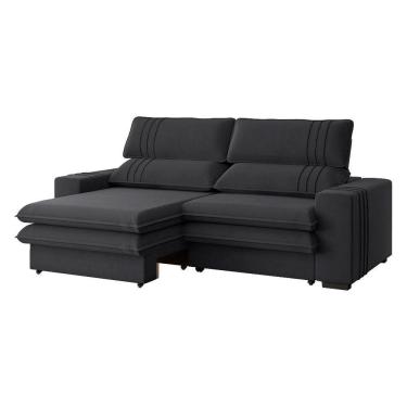 Imagem de Sofá 2 Lugares Retrátil Noruega 180 Cm Veludo Pés Tabaco - D`rossi Cor Grafite