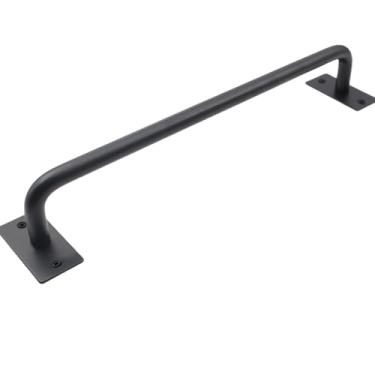 Imagem de Maçaneta de porta de celeiro simples, porta deslizante rústica, maçaneta de puxar, aço carbono preto, portão de madeira resistente, hardware vintage, estilo D 320 mm