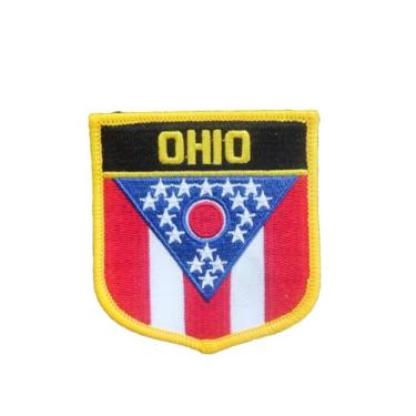 Imagem de Ruoming 1 PÇ Patch de bandeira de Ohio bordado a ferro ou costurado, tático, militar, bandeira do estado nacional (Ohio)