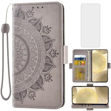 Imagem de Asuwish Capa de telefone para Samsung Galaxy S24 5G capa carteira de vidro temperado protetor de tela suporte de cartão de crédito bolsa flip alça de pulso suporte fólio cordão acessórios de celular S