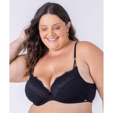 Imagem de Sutiã Plus de renda e tule com detalhe no decote com tira fina e argolas