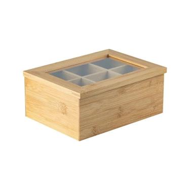 Imagem de Organizador de Chá Sense Bambu 6 Divisórias 21,5 x 16 x 9 cm Ou
