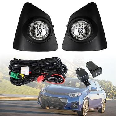 Imagem de 1 par de faróis de neblina dianteiros de substituição para Toyota Corolla S SE 2014 2015 2016 lado esquerdo e direito com interruptor de bisel 8148102480 8148202470