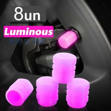 Imagem de Bico Tampa Válvula Pneu 8un Carro Moto Luminoso Fluorescente - ShieldM