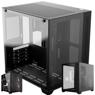 Imagem de Gabinete Gamer Forcefield Vulcan Pcyes Black com Design Robusto, Paine