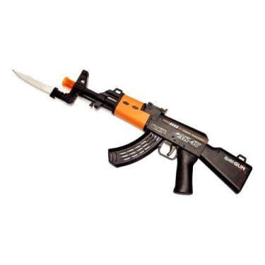 Imagem de Brinquedo Arma Fuzil Ak-47 Arminha Som Luzes Movimento - MEI Zhi