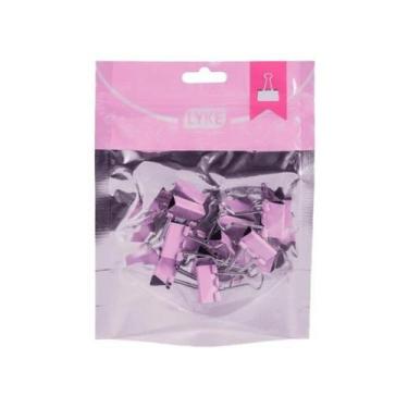 Imagem de Binder Clips Rosa Pastel 19mm Ziper Bag C/12 Und - LYKE