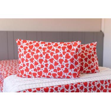 Imagem de Fronha Avulsa Percal 180 fios 50x70 Coração Amor Love - Gifran Textil