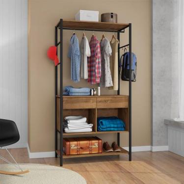 Imagem de Roupeiro Industrial Solteiro 2 Gavetas German 2 Nichos Preto/Demolição