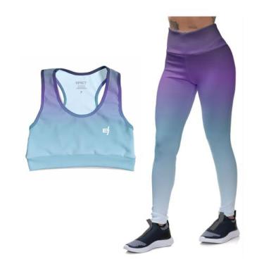 Imagem de Kit Top Cropped Treino Conjunto Academia Calça Legging Confortável Gin