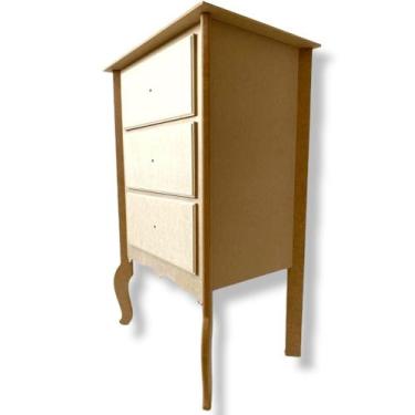 Imagem de Criado 3 Gavetas Organizador Mesa de Cabeceira Mdf Cru - ARTESANAL