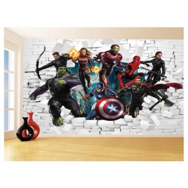 Imagem de Papel De Parede 3D Vingadores Entrando Quarto 3,5M Nhma112 - Você Deco