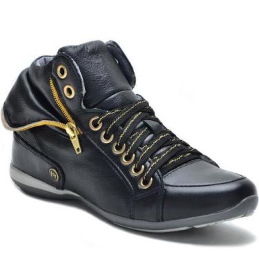 Imagem de Tênis Casual Feminino Cano Alto Couro Palmilha Gel Conforto - BM Brasi