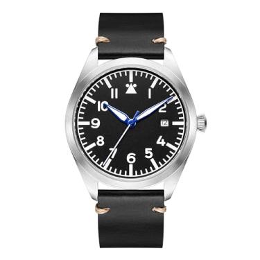 Imagem de Boyarca Relógio Piloto Aviador Mecânico Automático Flieger Mergulho Relógios Mecânicos Reloj Piloto Aviador com Data Luminosa Impermeável, Preto