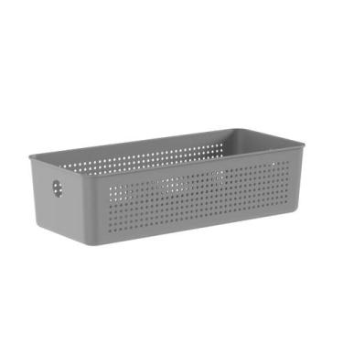 Imagem de Cesto Organizador Empilhável Multiuso Flow Bege 34x15x9cm Ou, Cinza Ch