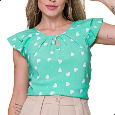 Imagem de Blusinha Feminina Social Crepe Estampa Coração - Look Modas Octavio, V
