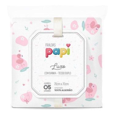 Imagem de  fralda de pano luxo com bainha tecido duplo papi estampada kit c/5 un