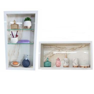 Imagem de Kit 2 Nichos Para Banheiro - Vertical e Horizontal - de Porcelanato Bo