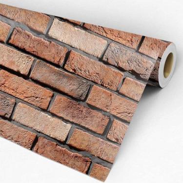 Imagem de Papel De Parede Adesivo Efeito Tijolo Marrom Envelhecido Rústico 1M Sa
