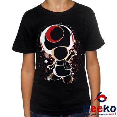 Imagem de Camiseta Infantil Toad 100% Algodão - Super Mario Bros - Geeko, Preto,