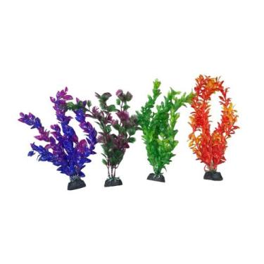 Imagem de Planta Artificial 30 Cm Aquário Enfeite C/ 4 Unidades Cod.15 - aquatan