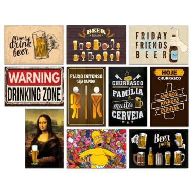 Imagem de Kit Placas Decorativas Frases Cervejas Beer 10 pçs 20x13 cm - Art Prin