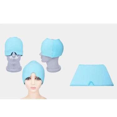 Imagem de Touca Bolsa De Gelo Térmica Alivio Dor De Cabeça Enxaqueca Relaxamento
