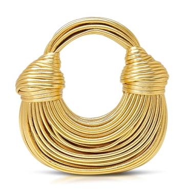 Imagem de Bolsas clutch para mulheres, bolsa noturna diferenciada, sacola, bolsa para casamento, formatura, festas, viagens (ouro), Dourado