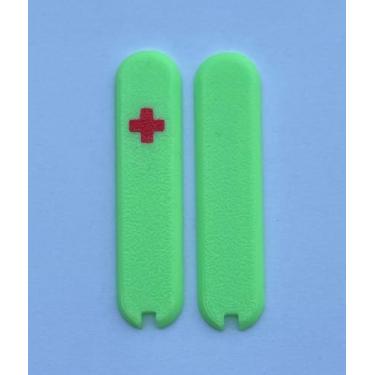 Imagem de Capas de substituição para balanças Victorinox alças de plástico de 58 mm com pinças, compartimentos para palitos e cruz brilhante (verde brilhante)
