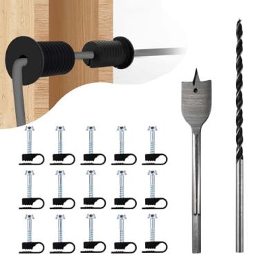 Imagem de MYZHRE Kit de roteamento de cabos Starlink, kit de instalação de cabo Starlink, acessórios de montagem Starlink, 2 ilhós, broca de pá de 2,5 cm, broca de 5/40.6 cm, 15 grampos de parede (preto)