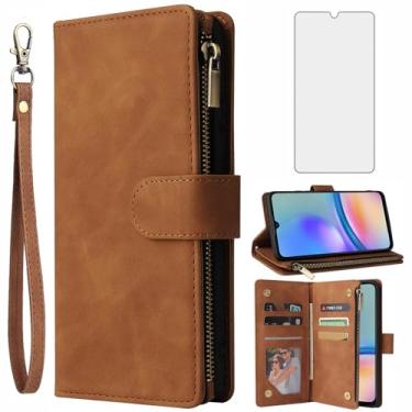 Imagem de Asuwish Capa carteira compatível com Samsung Galaxy A05s/A05, protetor de tela de vidro temperado e capa flip de couro, suporte para cartão, acessórios de celular, capas de telefone para Ao5s Ao5 A