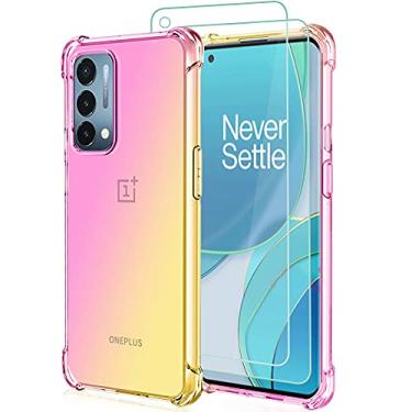 Imagem de Osophter Capa para Oneplus Nord N200 5G com 2 peças de protetores de tela transparentes e reforçados, capa de celular flexível de TPU com absorção de choque para 1+Nord N200 5G (ouro rosa)