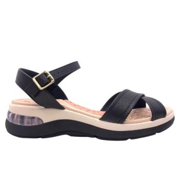 Imagem de Sandália Modare Ortopédica Elásticos Gel Feminina Preta, Preto, 37