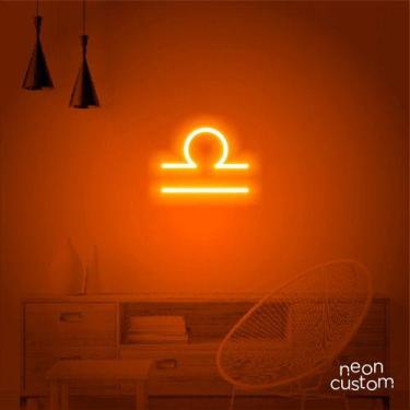 Imagem de luminaria letreiro Neon Led Signo Libra 100x80 luminoso decoração p/ s