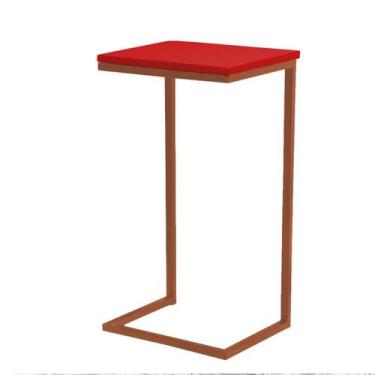 Imagem de Aparador Médio Base Bronze 70cm x 32cm - Trendy, Corino Vermelho