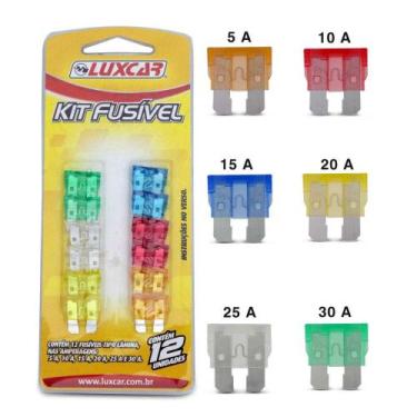 Imagem de Kit Fusível Luxcar Lâmina Engate para Sistema de Som Automotivo 12 Uni