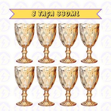 Imagem de 8 Taça Diamante de Vidro Ambar Metalizada 330ML Eventos - Class Home, 