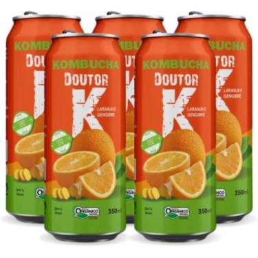 Imagem de Kit Com 05 - Kombucha Orgânica Sabor Laranja e Gengibre 350ml DRK - Ko