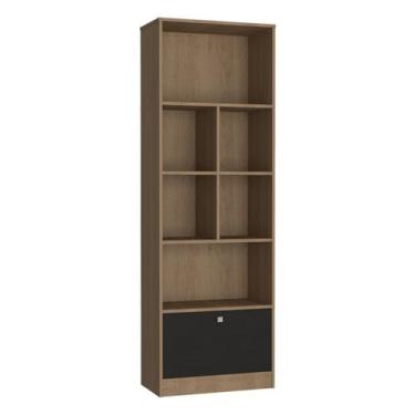 Imagem de Estante Livreiro 1 Porta Basculante e 6 Nichos B37 Mell Preto NOVAM - 
