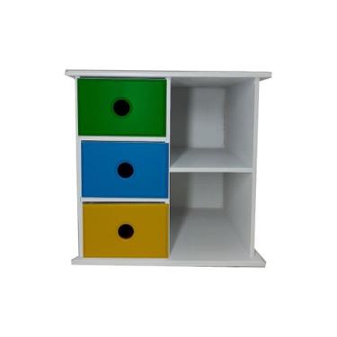 Imagem de Mini Cômoda 3 Gavetas e 2 Repartições 27x27x26 Mdf Madeira Pintura Mas