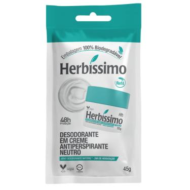 Imagem de Sachê Refil Desodorante Creme Antitranspirante Neutro Herbissimo 45G