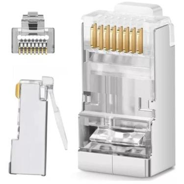 Imagem de Kit 100 conectores rj45, macho cat5e blindado - DTS SUPRIMENTOS