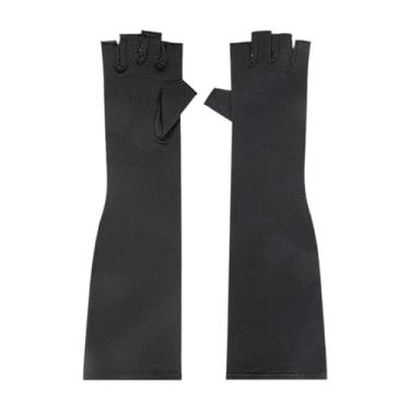 Imagem de Zialofi Luvas de compressão longas, protetor de dedos, luvas de digitação, proteção leve para as mãos, luvas sem dedos para trabalho, esportes, treino, S