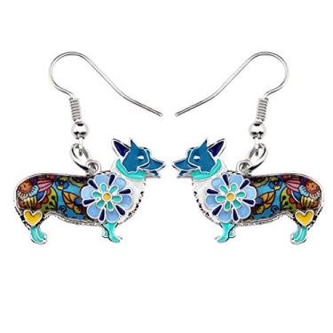 Imagem de NEWEI Brincos para cães Welsh Corgi Pembroke de liga esmaltada, pingente para mulheres, crianças, berloque, moda, animal, animal de estimação, joias, acessórios para presentes, esmaltado