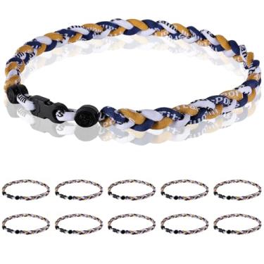 Imagem de Midtatus Pacote com 12 colares de beisebol de 45,7 cm, presente do time para diversão no beisebol, design de corda de tornado de titânio trançado com três cores, 18, Silicone, nylon, plástico, Sem