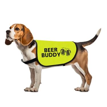 Imagem de Colete engraçado para cachorro Beer Buddy Slogan colete presente distanciamento social cachorro bebida presente bebendo amigo colete (Beer Buddy-Médio)