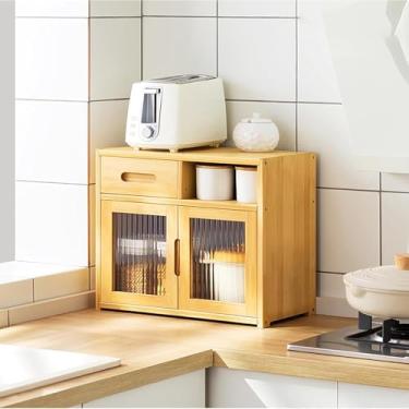 Imagem de Armário de armazenamento de mesa de cozinha armário de cozinha aparador bancada armário de armazenamento rack de cozinha armário de armazenamento de pratos multicamadas rack de armazenamento de